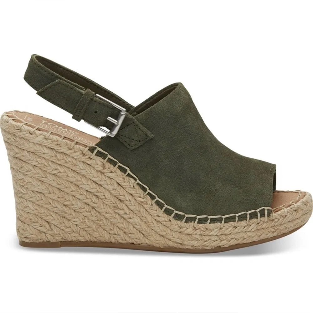 Toms Monica Suede Wedge - Green - 7 - Picture 2 of 7